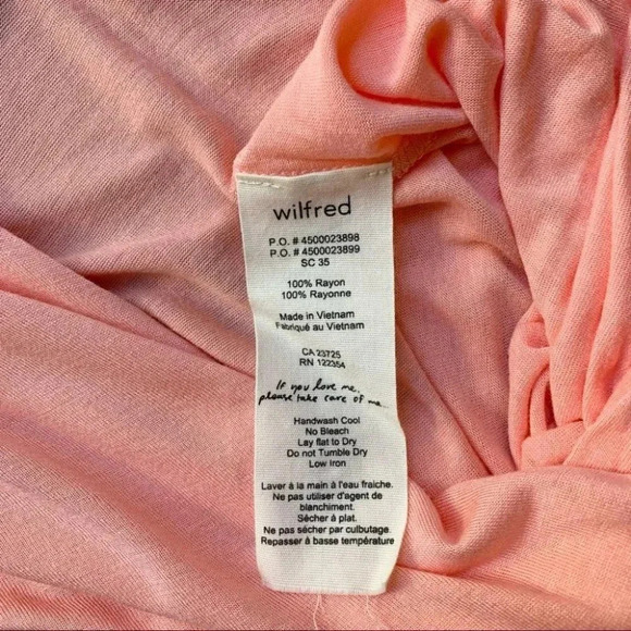 Aritzia Wilfred Blouse Y2K 2000s Deep Surplice Silk Wrap Front Top Pink XXS - Picture 9 of 16